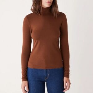 Frank and Oak Mockneck Turtleneck - Cappuccino brown sustainable cotton tencel